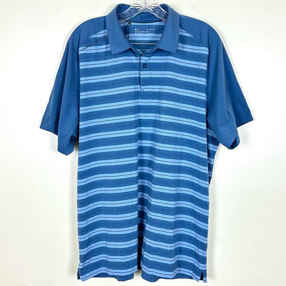 UNDER ARMOUR Men’s Loose Fit Heat Gear Striped Shirt Performance Golf, Size XL